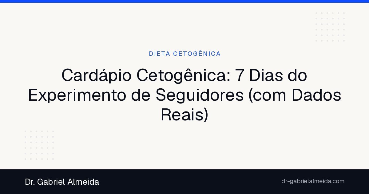 Cardápio Cetogênica: 7 Dias do Experimento de Seguidores (com Dados Reais)